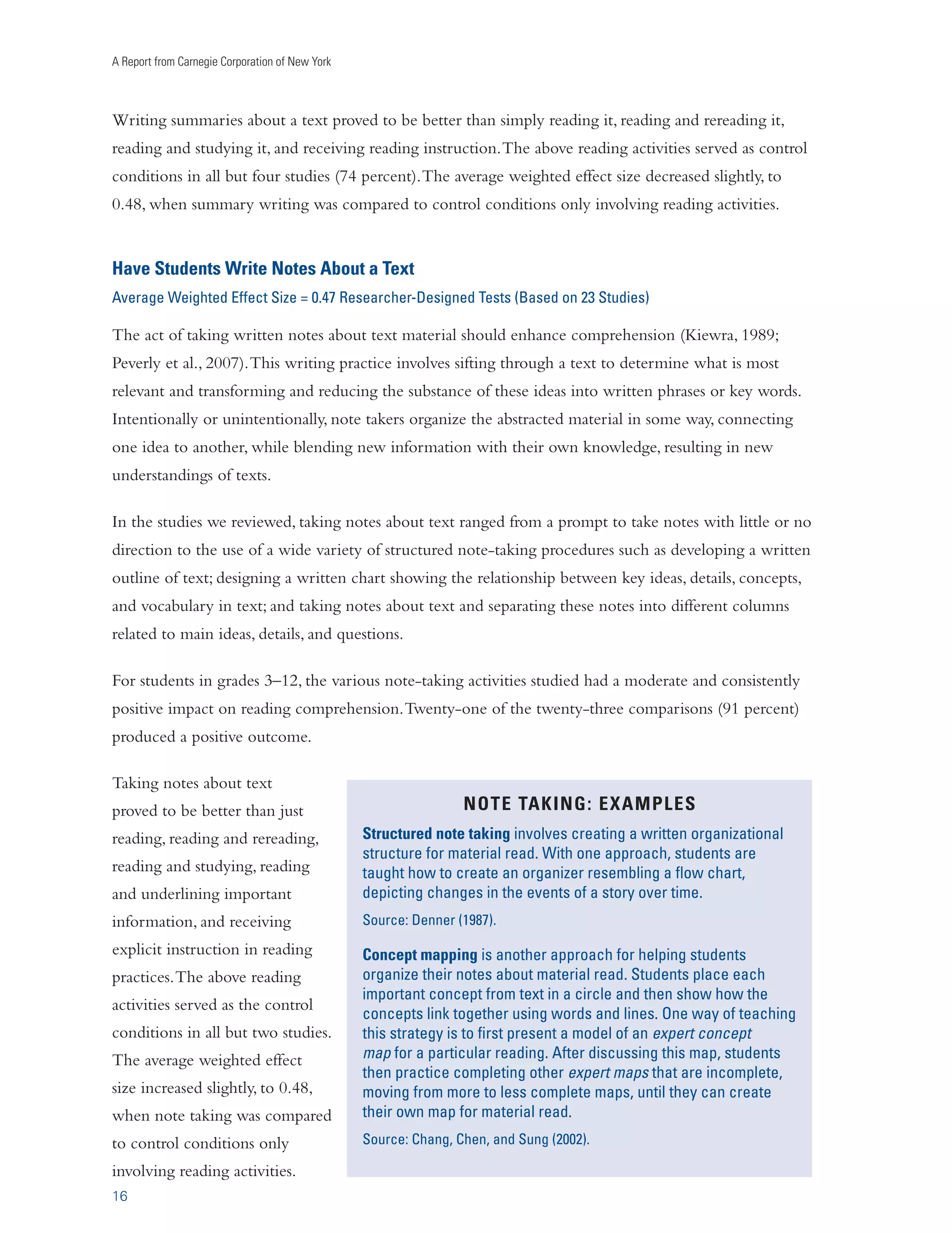 Writing to Read 
I. HAVE STUDENTS WRITE ABOUT THE TEXT THEY READ 
ÛiÀ}iÊ7iˆ}…Ìi`Ê
vviVÌÊ-ˆâiÊrÊä°{äÊ*ÕLˆÃ…i`Ê-Ì˜`À`ˆâi`Ê œÀ“‡,iviÀi˜Vi`Ê/iÃÌÃÊ­	Ãi`Êœ˜Ê££Ê-ÌÕ`ˆiÃ®Ê 
ÛiÀ}iÊ7iˆ}…Ìi`Ê
vviVÌÊ-ˆâiÊrÊä°x£Ê,iÃiÀV…iÀ‡ 