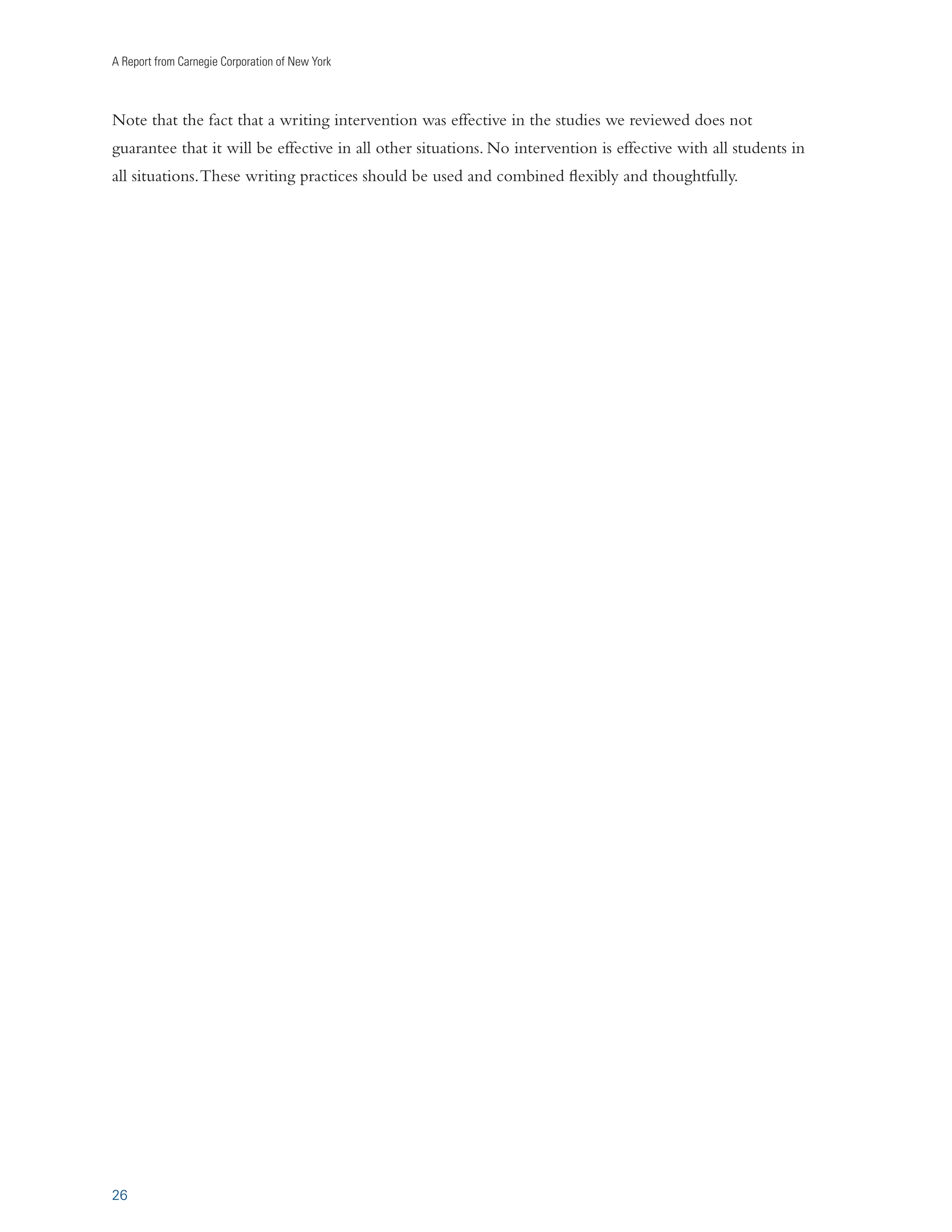 iÃˆ}˜i`Ê/iÃÌÃÊ­	Ãi`Êœ˜ÊnÊ-ÌÕ`ˆiÃ® 
Answering questions about a text can be done verbally, but there is greater benefit from performing 
such activities in writing. Writing answers to text questions makes them more memorable, as writing an 
answer provides a second form of rehearsal. This practice should further enhance the quality of students’ 
responses, as written answers are available for review, reevaluation, and reconstruction (Emig, 1977). 
For generating or responding to questions in writing, students either answered questions about a text in 
writing; received practice doing so; wrote their own questions about text read; or learned how to locate 
main ideas in a text, generated 
written questions for them, and 
then answered them in writing. 
These practices had a small but 
consistently positive impact 
on improving the reading 
comprehension of students in 
grade 6–12 when compared to 
reading or reading instruction. 
All eight of the studies resulted 
in a positive outcome for 
generating or answering 
questions in writing. 
17 
QUESTIONS: EXAMPLES 
Answering questions in writingÊˆ˜ÛœÛiÃÊÜÀˆÌˆ˜}ÊÀiÃ«œ˜ÃiÃÊÌœÊ 
µÕiÃÌˆœ˜ÃÊˆ˜ÃiÀÌi`Êˆ˜ÌœÊÌiÝÌÊœÀÊ«ÀiÃi˜Ìi`ÊÌÊÌ…iÊi˜`ÊœvÊÊÃi}“i˜ÌÊ 
œvÊÌiÝÌ°ÊœÀÊiÝ“«i]ÊÃÌÕ`i˜ÌÃÊ“ÞÊLiÊÃŽi`ÊÌœÊÜÀˆÌiÊÃ…œÀÌÊ 
˜ÃÜiÀÃÊÌœÊvœÕÀÊµÕiÃÌˆœ˜ÃÊ­œ˜iÊ`iÌˆ]ÊÌÜœÊˆ˜viÀi˜ViÃ]Ê˜`Êœ˜iÊ 
“ˆ˜Êˆ`i®ÊvÌiÀÊÀi`ˆ˜}ÊÊÃi}“i˜ÌÊœvÊÌiÝÌ°Ê/…iÞÊÌ…i˜ÊV…iVŽÊ˜`Ê 
VœÀÀiVÌÊÌ…iˆÀÊÀiÃ«œ˜ÃiÃÊLivœÀiÊÀi`ˆ˜}ÊÌ…iÊ˜iÝÌÊÃi}“i˜ÌÊœvÊÌiÝÌ°Ê 
-œÕÀViÊ*iÛiÀÞÊ˜`Ê7œœ`Ê­Óää£®° 
Generating questions in writingÊˆÃÊÊÃÌÀÌi}ÞÊÜ…iÀiÊÃÌÕ`i˜ÌÃÊ 
VÀiÌiÊÜÀˆÌÌi˜ÊµÕiÃÌˆœ˜ÃÊLœÕÌÊÌiÝÌ°ÊœÀÊˆ˜ÃÌ˜Vi]ÊÃÌÕ`i˜ÌÃÊ 
ÀiÊÌÕ}…ÌÊÌ…iÊ`ˆvviÀi˜ViÊLiÌÜii˜ÊÊ}œœ`ÊµÕiÃÌˆœ˜Ê˜`ÊÊL`Ê 
µÕiÃÌˆœ˜]Ê˜`ÊÌ…i˜Ê«ÀVÌˆViÊ}i˜iÀÌˆ˜}Ê˜`Ê˜ÃÜiÀˆ˜}ÊÌ…iˆÀÊœÜ˜Ê 
µÕiÃÌˆœ˜ÃÊLœÕÌÊÌiÝÌ°ÊvÊÌ…iÞÊV˜˜œÌÊ˜ÃÜiÀÊÊµÕiÃÌˆœ˜]ÊÌ…iÞÊ 
}i˜iÀÌiÊÊ˜iÜÊœ˜iÊÌ…ÌÊV˜ÊLiÊ˜ÃÜiÀi`°Ê 
-œÕÀViÊ
œ…i˜Ê­£™nÎ®° 
II. TEACH STUDENTS THE WRITING SKILLS AND PROCESSES THAT GO INTO 
CREATING TEXT 
While writing and reading are not identical skills, both rely on common processes and knowledge 
(Fitzgerald and Shanahan, 2000). Consequently, educators have long believed that the benefits of 
writing instruction carry over to improved reading. Our evidence shows that writing instruction does 
in fact strengthen a variety of reading skills. 
Teach the Process of Writing, Text Structures for Writing, Paragraph or Sentence 
Construction Skills (Improves Reading Comprehension) 
ÛiÀ}iÊ7iˆ}…Ìi`Ê
vviVÌÊ-ˆâiÊrÊä°£nÊ*ÕLˆÃ…i`Ê-Ì˜`À`ˆâi`Ê œÀ“‡,iviÀi˜Vi`Ê/iÃÌÃÊ­	Ãi`Êœ˜Ê£ÓÊ-ÌÕ`ˆiÃ®Ê 
ÛiÀ}iÊ7iˆ}…Ìi`Ê
vviVÌÊ-ˆâiÊrÊä°ÓÇÊ,iÃiÀV…iÀ‡ 