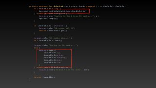 private suspend fun dbCached(ip: String, load: suspend () -> GeoInfo): GeoInfo
{

val cachedInfo = try
{

Optional.ofNullable(dbRepo.findById(ip)
)

} catch (e: R2dbcException)
{

logger.warn("Unable to load from DB cache...", e
)

Optional.empty(
)

}

if (cachedInfo.isPresent)
{

logger.info("DB cache hit!!!"
)

return cachedInfo.get(
)

}

logger.info("DB cache miss..."
)

val loadedInfo = load(
)

logger.info("Saving to DB cache..."
)

try
{

dbRepo.upsert
(

loadedInfo.ip
,

loadedInfo.city
,

loadedInfo.country
,

loadedInfo.lat
,

loadedInfo.lo
n

)

} catch (err: R2dbcException)
{

logger.error("Unable to cache data", err
)

}

return loadedInf
o

}

 