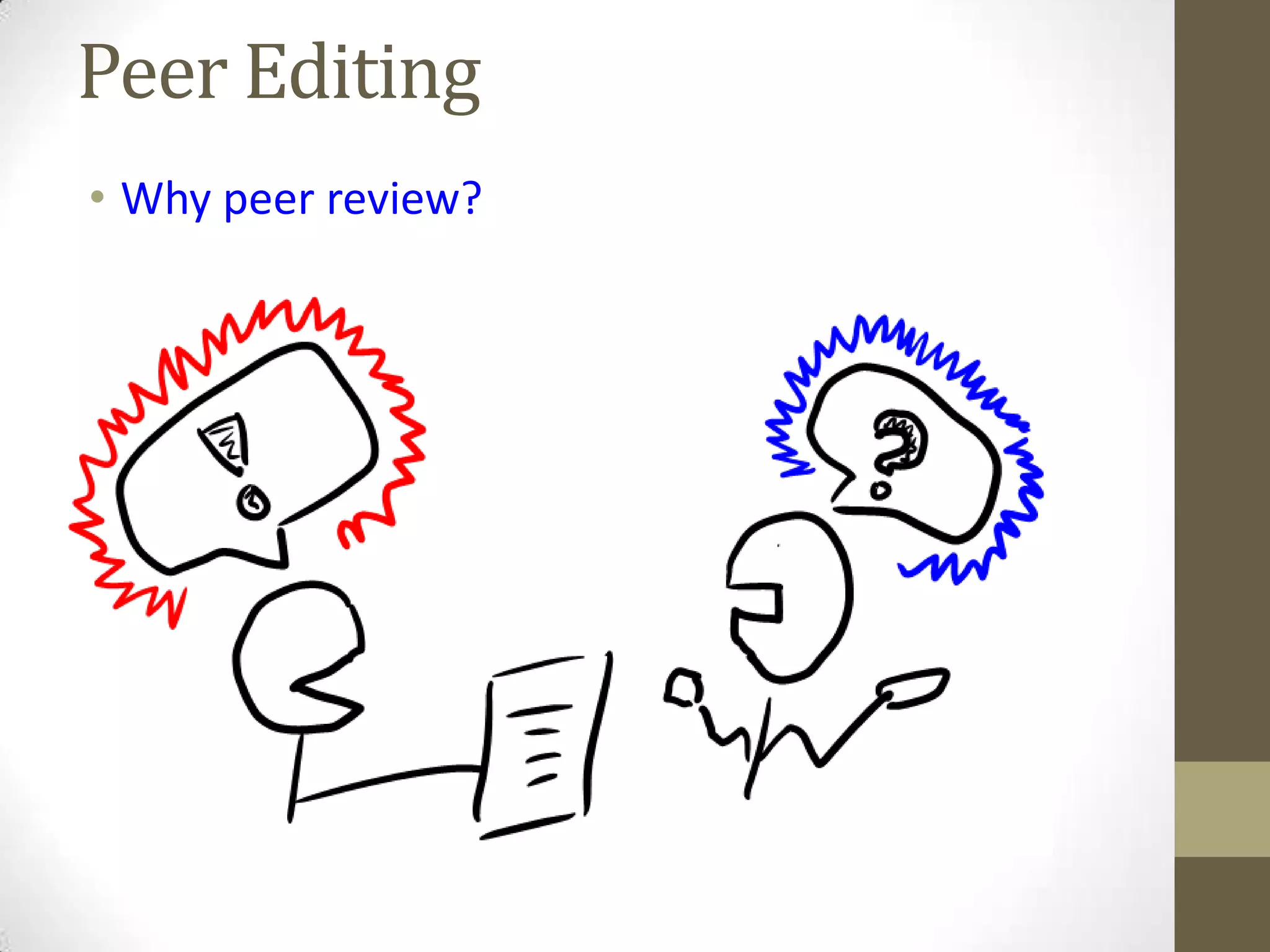 Peer Editing
• Why peer review?
 