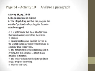 Page24–Activity18 Analyze aparagraph
 