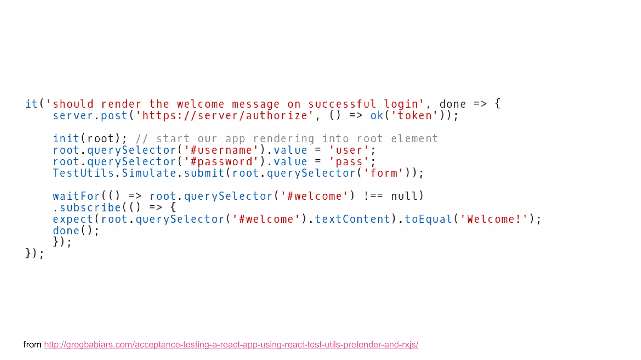 from http://gregbabiars.com/acceptance-testing-a-react-app-using-react-test-utils-pretender-and-rxjs/
 