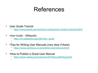 Writing user guide CSC207 Software Design.ppt