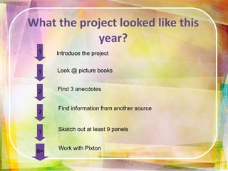 Graphic novel compositions highlight composition processes, and a natural outcome of reading graphic novels is composing them.  When students are given the opportunity to marry words with images, they create new knowledge for themselves.  Writers with few skills experience a level of success they may not have ever had before, and advanced writers refine their skills in writing for precision.  Graphic novels and prose texts do not replace one another—they foster deeper understanding of both. (Frey and Fisher, 2010) 