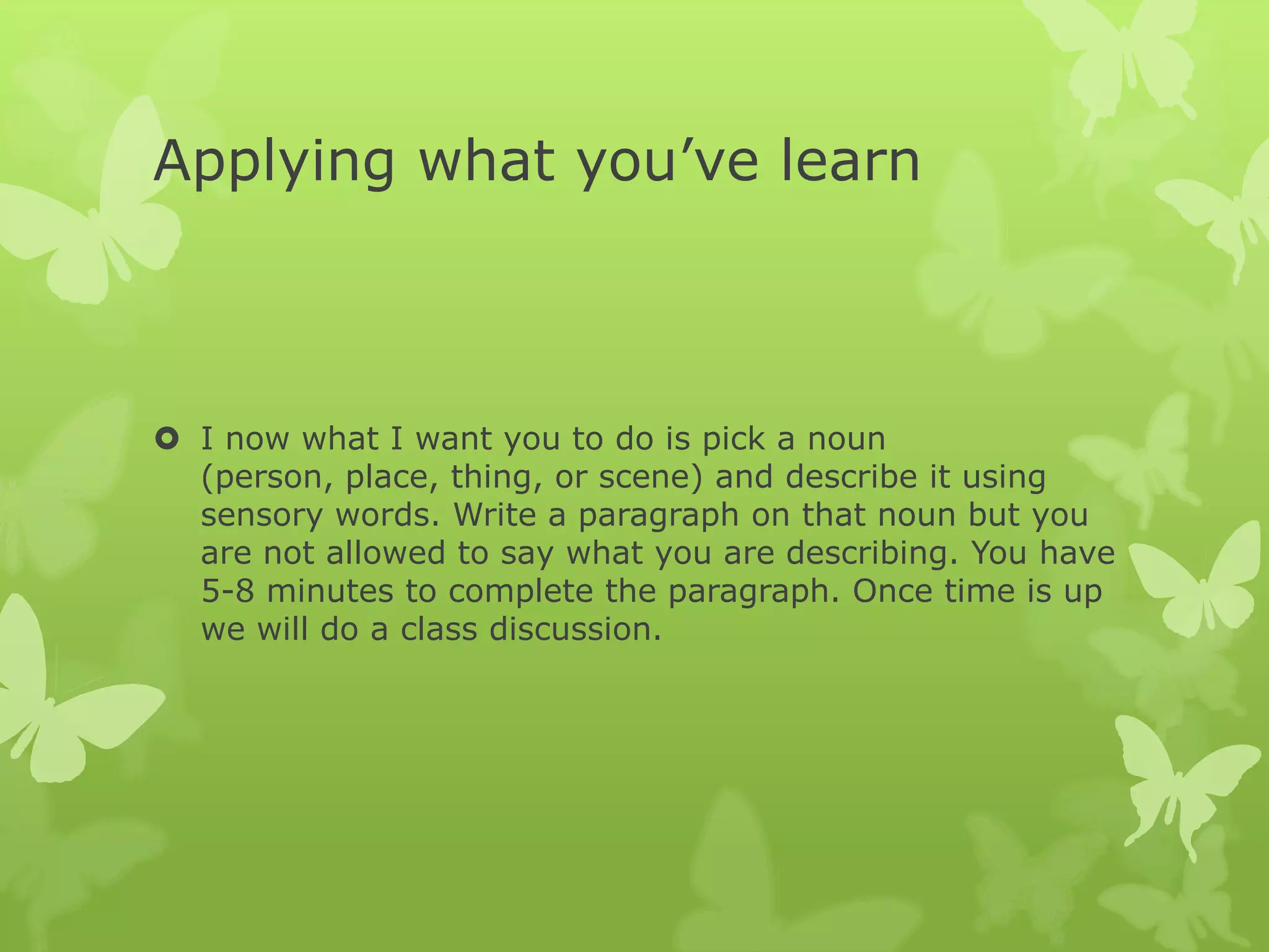 Writing with your senses day 2 | PPTX