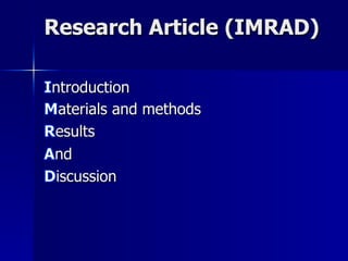 Research Article (IMRAD) 