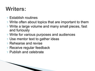 Writing workshop overview | PPTX