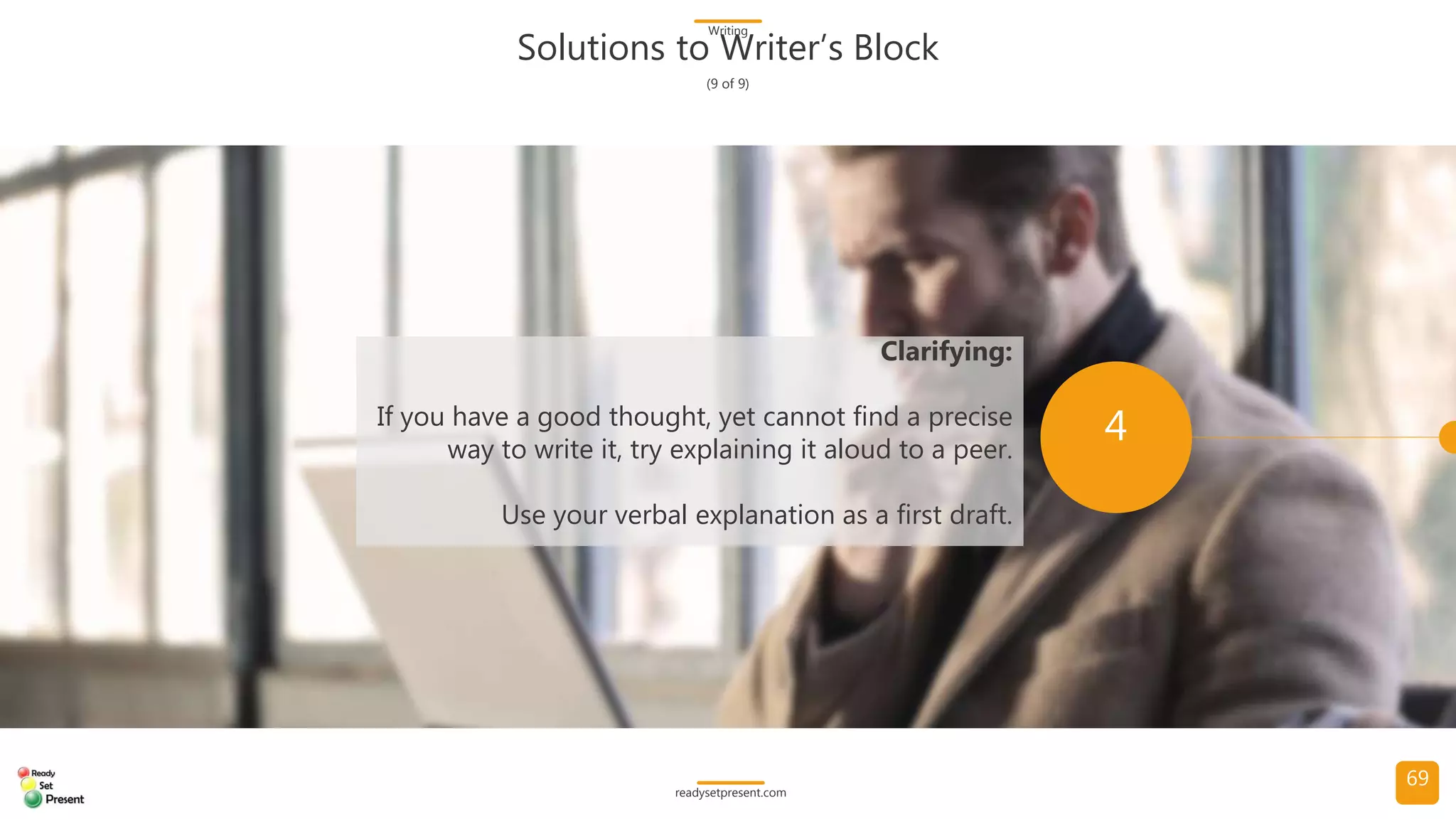 Writing Skills (Comprehensive) PowerPoint Presentation 185 slides with 3 diagrams/charts and 17 high resolution photographs Participant Handout and Writing Skills Glossary with 96 terms