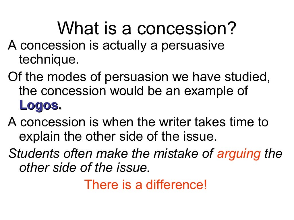Writing your concession