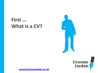 First …
What is a CV?
www.GraemeJordan.co.uk
 