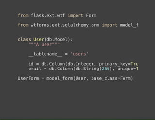 fo faketwfipr Fr
rm ls.x.t mot om
fo wfrsetsllhm.r ipr mdlfr
rm tom.x.qaceyom mot oe_om
casUe(bMdl:
ls srd.oe)
"" ue""
"A sr"
_tbeae_='sr'
_alnm_
ues
i =d.ound.nee,piaykyTu)
d
bClm(bItgr rmr_e=re
eal=d.ound.tig26,uiu=re
mi
bClm(bSrn(5) nqeTu)
UeFr =mdlfr(sr bs_ls=om
srom
oe_omUe, aecasFr)

 