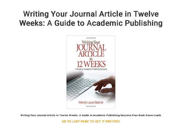 write your journal article in 12 weeks pdf