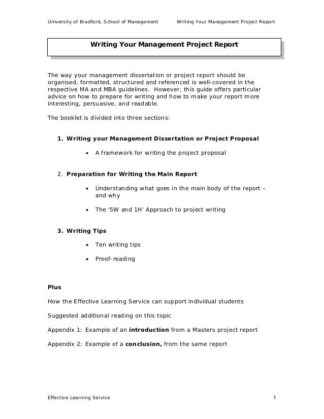 Writing a management report
