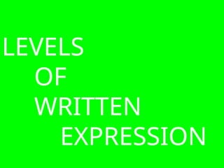 LEVELS
OF
WRITTEN
EXPRESSION
 