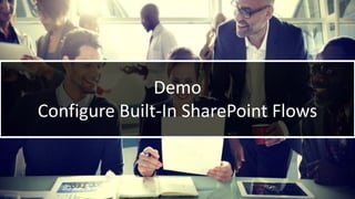 WithumSmith+Brown, PC | BE IN A POSITION OF STRENGTH
40
SM
@melihubb @pgbhoyar #SharePointFestDC
Demo
Configure Built-In SharePoint Flows
 