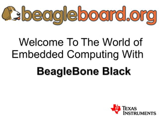 Welcome To The World of
Embedded Computing With
BeagleBone Black

 