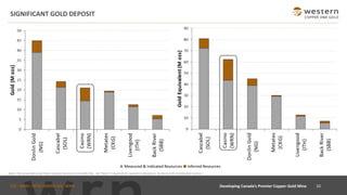 TSX : WRN I NYSE AMERICAN : WRN
SIGNIFICANT GOLD DEPOSIT
10
■ Measured & Indicated Resources ■ Inferred Resources
Notes: Peer group data as per latest company documents and public files. See “Notes” in Appendix for equivalent calculations. No discount for metallurgical recovery.
Developing Canada’s Premier Copper-Gold Mine
 