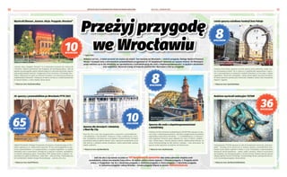 BEZPŁATNY BIULETYN INFORMACYJNY URZĘDU MIEJSKIEGO WROCŁAWIA NR 21 (134) – CZERWIEC 2023
BEZPŁATNY BIULETYN INFORMACYJNY URZĘDU MIEJSKIEGO WROCŁAWIA
10 11
Wycieczki filmowe „Kamera. Akcja. Przygoda. Wrocław!”
„Kamera. Akcja. Przygoda. Wrocław!” to 10 wycieczek w terminie od 2 czerwca do
1 września. Udział w spotkaniach jest bezpłatny, ale obowiązują zapisy. Linki do
zapisów na poszczególne spacery aktywne będą na 10 dni przed wycieczką. Spacery
poprowadzą Bogdan Bernacki i Małgorzata Urlich-Kornacka z Filmowego Wro-
cławia. Zabiorą nas na spacer po Ostrowie Tumskim i na rowerową wycieczkę po
nadodrzańskich bulwarach. Przejdą się od dworca do dworca i wśród kamieniczek
po Starym Mieście, a nawet śladami Hansa Klossa.
› Więcej na wroc.city/KameraAkcja
Letnie spacery osiedlowe Fundacji Dom Pokoju
Fundacja Dom Pokoju zaprasza na letnie spacery przez podwórka, zaułki, bra-
my wrocławskich osiedli. Od 27 maja do 12 października zaplanowano 8 space-
rów z przewodnikiem po wybranych osiedlach Wrocławia (w tym jeden w języku
angielskim). Wycieczki są bezpłatne, należy jednak zgłosić się przez formularz.
W trakcie spacerów poznamy plac Kościuszki, Nadodrze, okolice ulicy Powstańców
Śląskich i Jagodno.
› Więcej na wroc.city/DomPokoju
Spacery dla dorosłych i młodzieży
z Meet My City
Meet My City w tym roku zorganizowało 10 spacerów z przewodnikiem –
5 dla młodzieży i 5 dla dorosłych. Trwają od 27 maja, a zakończą się 2 wrze-
śnia. Są bezpłatne, ale należy się na nie zapisać w serwisie Evenea. Dorosłych
przewodnicy zabiorą szlakiem zbrodni i kary, wybitnych wrocławianek czy do
Hali Stulecia, a młodzież zwiedzi fortyfikacje, okolice politechniki, poszuka
śladów noblistów.
› Więcej na wroc.city/MeetMyCity
Spacery dla osób z niepełnosprawnościami
z KATARYNKĄ
Fundacja Na Rzecz Rozwoju Audiodeskrypcji KATARYNKA zaprasza na spa-
cery osoby z niepełnosprawnościami. Specjalnie przygotowani przewodnicy
poprowadzą 8 spacerów po Wrocławiu – 4 z audiodeskrypcją i 4 z tłumacze-
niem migowym. Pierwszy spacer odbędzie się 1 lipca, a ostatni 1 paździer-
nika. Tematy będą 4: Krzycka enklawa willowa, Nadodrzańskie klimaty, Od
mostu Zwierzynieckiego do Hali Stulecia i Szewska – ulica, która łączy. Na
spacery trzeba zapisywać się mejlowo lub telefonicznie.
› Więcej na wroc.city/Katarynka
Rodzinne wycieczki wakacyjne TUiTAM
Stowarzyszenie TUiTAM zaprasza na cykl 36 kreatywnych wycieczek „Ahoj przy-
godo!”. Potrwają od 26 czerwca do 27 sierpnia. Spacery z przewodnikiem skie-
rowane są dla rodzin z dziećmi w wieku 5-12 lat. Prowadzone z wykorzystaniem
aktywnych metod zwiedzania – zabaw, zadań i animacji. Udział w wycieczkach
jest bezpłatny, ale obowiązują zapisy w serwisie Evenea. Rodziny podczas wypraw
odkryją legendy Ostrowa Tumskiego i wrocławskiego Rynku, poznają sekrety kra-
snali czy przeżyją przygodę z dreszczykiem.
› Więcej na wroc.city/WycieczkiRodzinne
20. spacery z przewodnikiem po Wrocławiu PTTK 2023
Oddział Wrocławski Polskiego Towarzystwa Turystyczno-Krajoznawczego we Wro-
cławiu zaprasza na 20. edycję swoich spacerów. W tym roku przygotował 65 spa-
cerów z przewodnikiem: 45 w języku polskim, 5 w języku angielskim i 5 w języku
ukraińskim oraz 10 rowerowych. Potrwają od 20 maja do 17 września. Są bezpłatne,
na niektóre obowiązują zapisy. Przewodnicy PTTK pokażą miasto w pigułce i za-
prowadzą tam, gdzie produkowano „białe złoto”, czyli porcelany. Poprowadzą nas
też wrocławskimi śladami Jerzego Nowosielskiego – patrona roku 2023.
› Więcej na wroc.city/PTTK2023
Jeśli nie uda ci się wybrać na jeden ze 137 bezpłatnych spacerów albo wolisz odkrywać miejskie uroki
samodzielnie, zobacz wrocławskie trasy online. Do wyboru jedna z ośmiu wypraw: 1. Filmowa przygoda, 2. Przygoda wśród
zieleni, 3. Przygodowe Top 10, 4. Rowerowa przygoda, 5. Rodzinna przygoda, 6. Piwna przygoda, 7. Odrzańska przygoda,
8. Kulturalna przygoda i odkryj Wrocław – miasto przygody! Więcej na stronie visitwroclaw.eu
Przeżyj przygodę
Przeżyj przygodę
we Wrocławiu
we Wrocławiu
Dworzec PKP Wrocław Główny będzie bohaterem
jednej z wycieczek filmowych
Ślady Jerzego Nowosielskiego znajdziemy we Wrocławiu
np. w cerkwi przy pl. Nankiera
Chcesz posłuchać o Hali Stulecia? Wybierz się
na spacer z Meet My City
Tak most Zwierzyniecki prezentował się przed remontem –
warto zobaczyć, jak wygląda w nowych kolorach
Na wrocławskim Nadodrzu spacerowiczów powita brama
namalowana na jednej z kamienic
Znasz tego krasnala? Jeśli nie, koniecznie wybierz się
na rodzinną wyprawę w ich poszukiwaniu
I Agata Zięba
Wakacje tuż-tuż… A latem przecież nie można się nudzić. Tym bardziej we Wrocławiu – mieście przygody. Dlatego Wydział Promocji
Miasta i Turystyki wraz z wrocławskimi przewodnikami przygotował aż 137 bezpłatnych spacerów po naszym mieście. Od filmowych,
przez rodzinne czy te dla młodzieży, po oprowadzanie z audiodeskrypcją dla osób z niepełnosprawnościami i w językach ukraińskim
oraz angielskim. Wycieczki trwają od maja do października. Wyruszysz z nimi po przygodę?
 