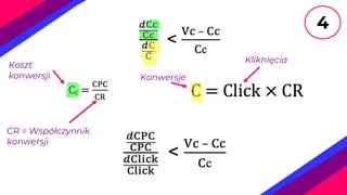 CR = Współczynnik
konwersji
Koszt
konwersji Konwersje
Kliknięcia
4
 
