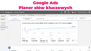 Google Ads
Planer słów kluczowych
 