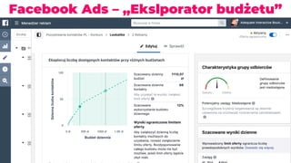 Facebook Ads – „Ekslporator budżetu”
 