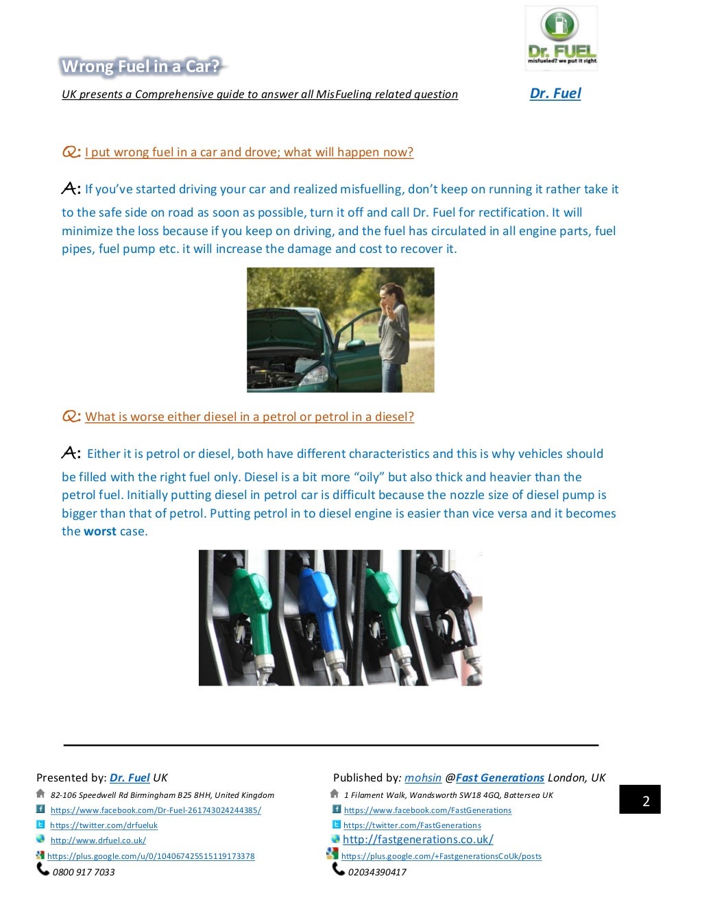 Wrong fuel in car a complete guide for misfueling solutions by dr. fuel