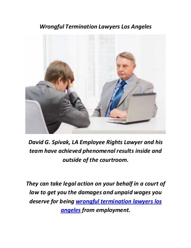 Wrongful Termination Lawyers By David G. Spivak, LA Employee Rights Lawyer