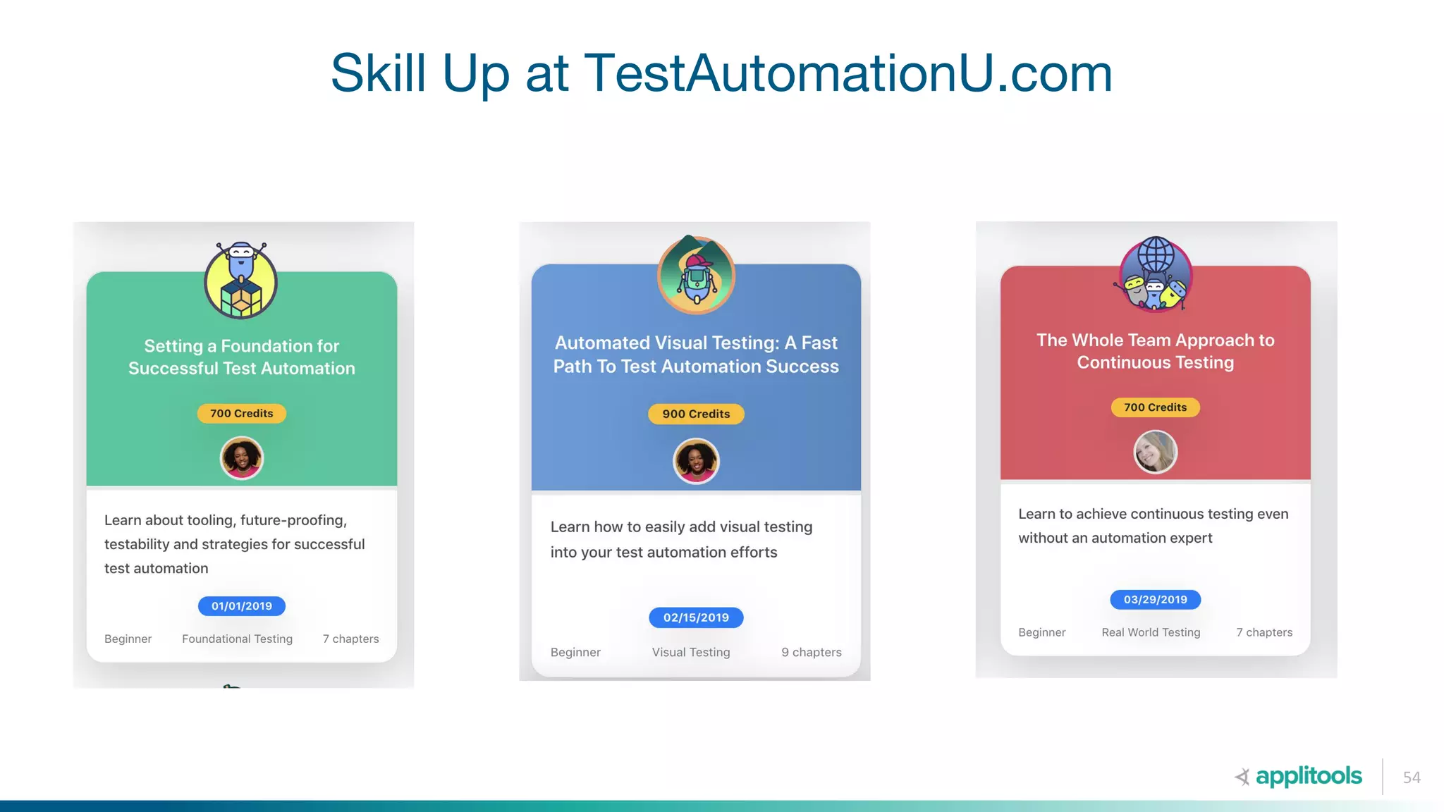 Skill Up at TestAutomationU.com
54
 