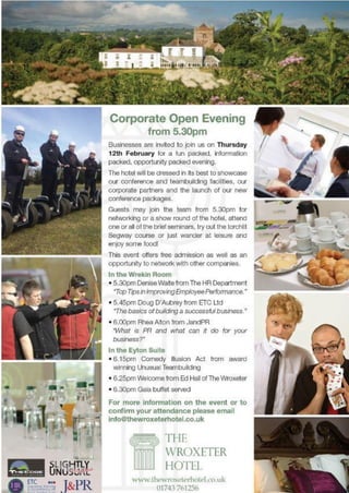 Corporate open day at The Wroxeter Hotel
