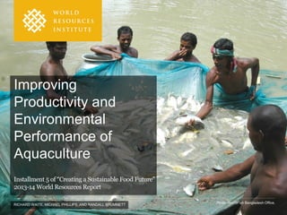 RICHARD WAITE, MICHAEL PHILLIPS, AND RANDALL BRUMMETT
Improving
Productivity and
Environmental
Performance of
Aquaculture
Installment 5 of “Creating a Sustainable Food Future”
2013-14 World Resources Report
Photo: WorldFish Bangladesh Office.
 