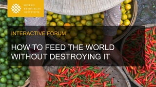 INTERACTIVE FORUM
HOW TO FEED THE WORLD
WITHOUT DESTROYING IT
 