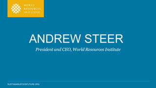 SUSTAINABLEFOODFUTURE.ORG
ANDREW STEER
President and CEO, World Resources Institute
 