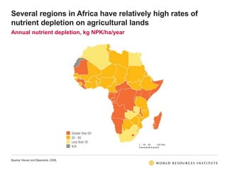 Source: Henao and Baanante, 2006.
Several regions in Africa have relatively high rates of
nutrient depletion on agricultur...
