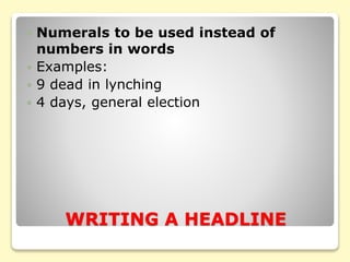 Headline Numbers Wrting a headline | PPTX