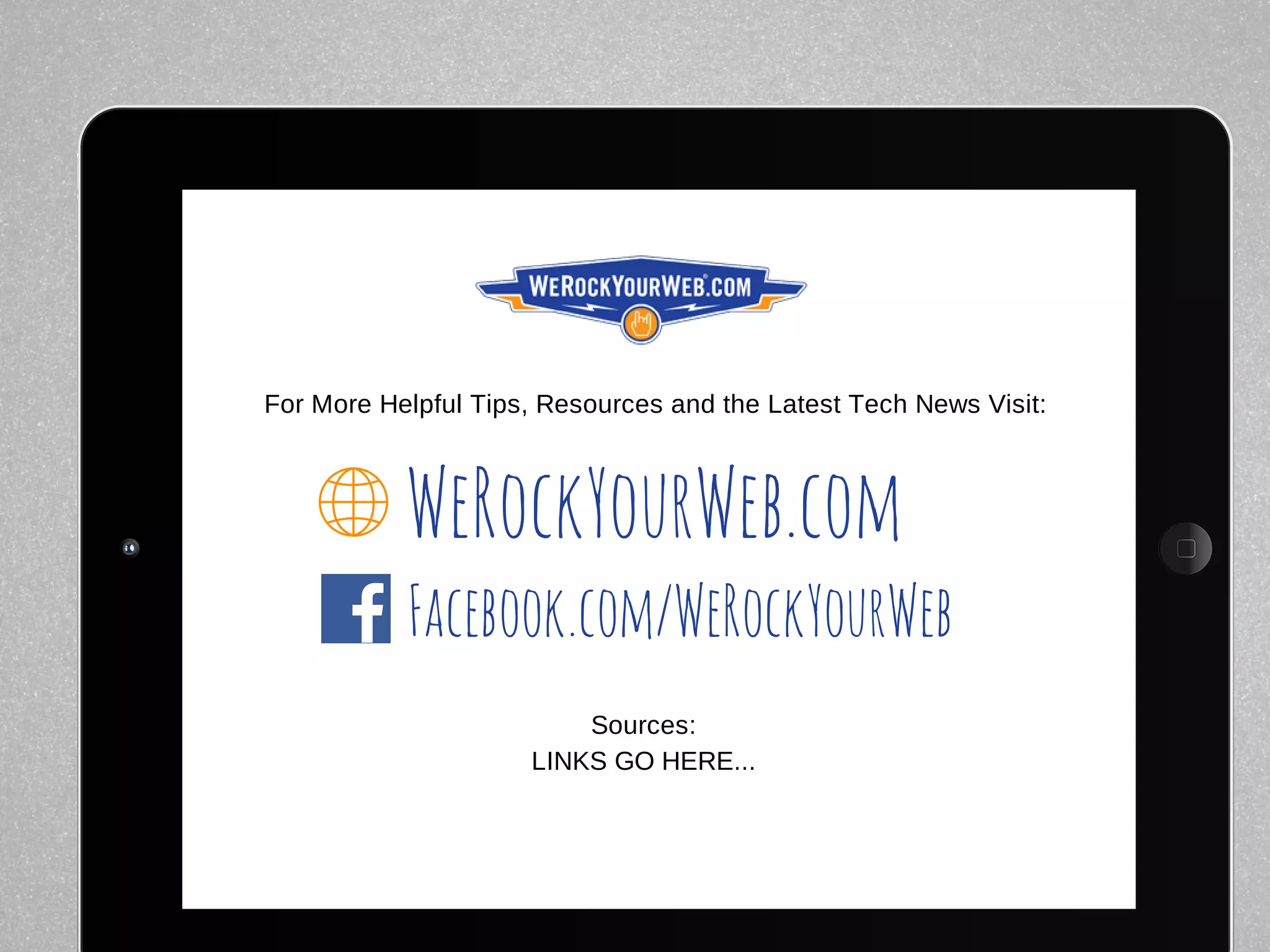 Sources:
LINKS GO HERE...
For More Helpful Tips, Resources and the Latest Tech News Visit:
WeRockYourWeb.com
Facebook.com/WeRockYourWeb
 