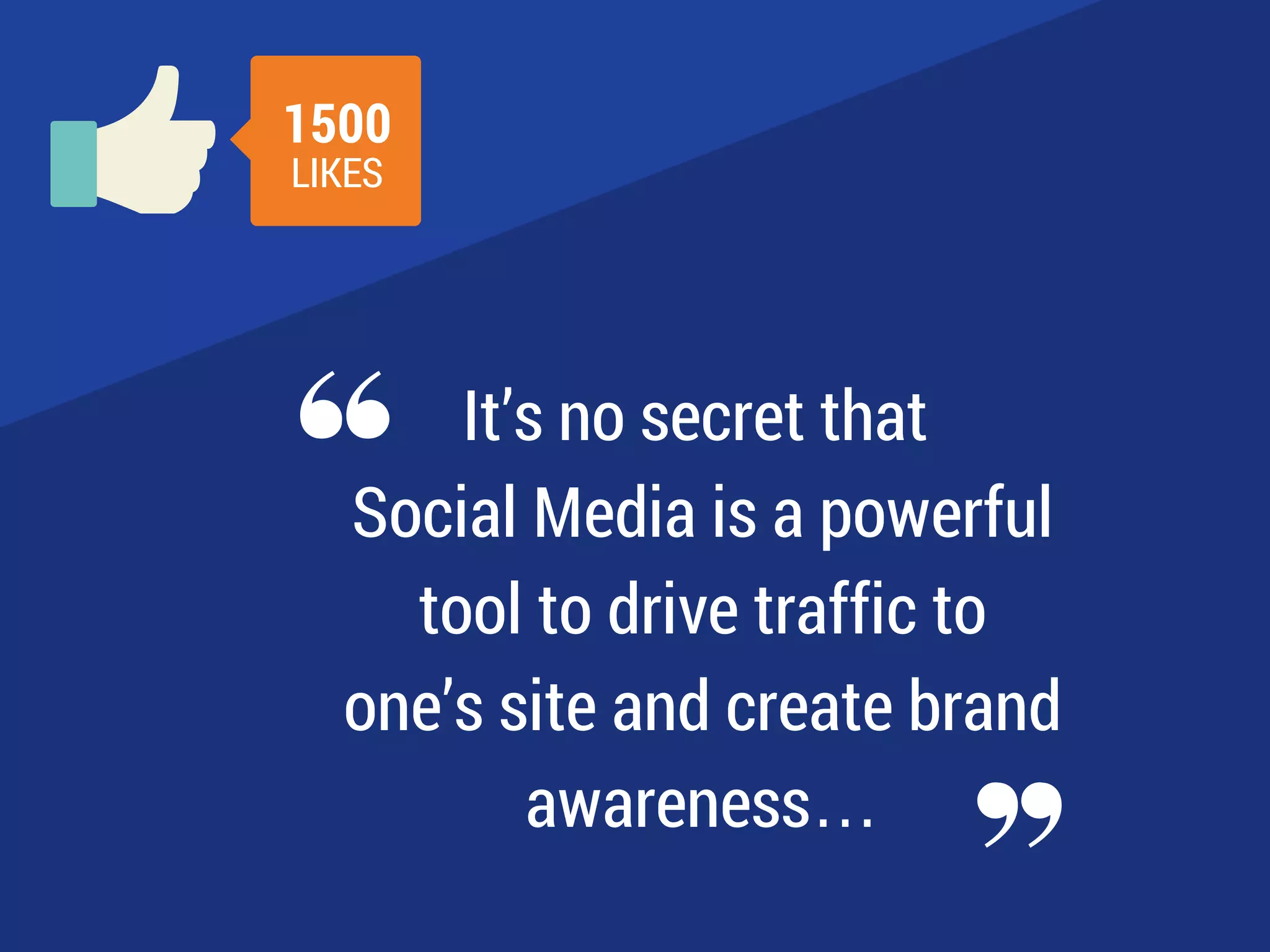 It’s no secret that
Social Media is a powerful
tool to drive traffic to
one’s site and create brand
awareness…
LIKES
1500
 