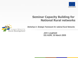 Seminar Capacity Building for  National Rural networks Workshop A: Strategic Framework for national Rural Networks   John Lougheed  DG AGRI, 30 March 2009 