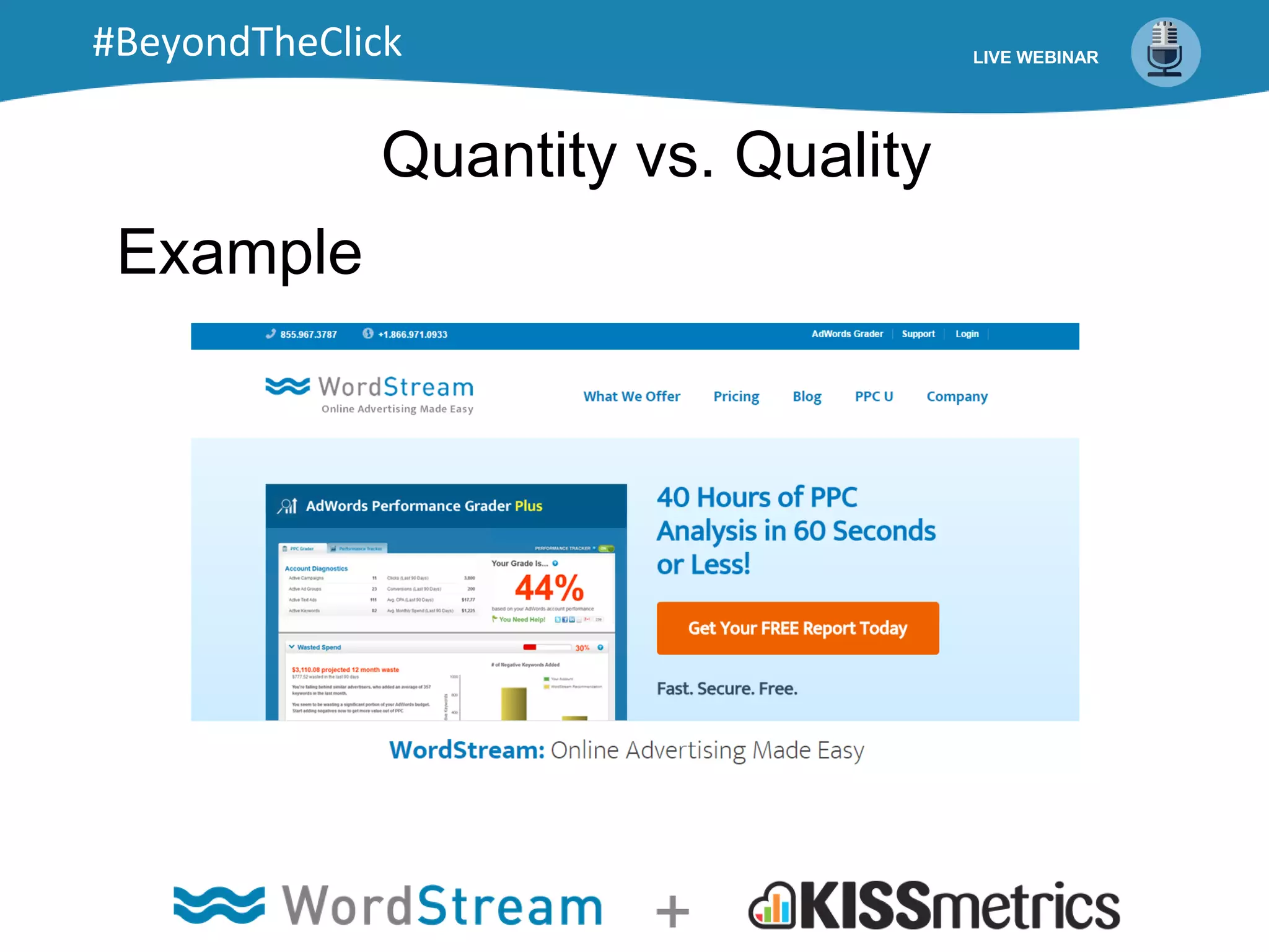 Quantity vs. Quality
Example
LIVE WEBINAR#BeyondTheClick
 