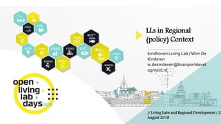 LLs in Regional
(policy) Context
Eindhoven Living Lab /Wim De
Kinderen
w.dekinderen@brainportdevel
opment.nl
// Living Labs and Regional Development / 24
August 2018
 
