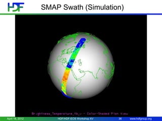 SMAP Swath (Simulation)

April 18, 2012

HDF/HDF-EOS Workshop XV

36

www.hdfgroup.org

 