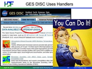 GES DISC Uses Handlers

April 18, 2012

HDF/HDF-EOS Workshop XV

55

www.hdfgroup.org

 