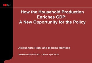 How the Household Production Enriches GDP:  A New Opportunity for the Policy Alessandra Righi and Monica Montella Workshop SIS-VSP 2011   - Rome, April 28-29 