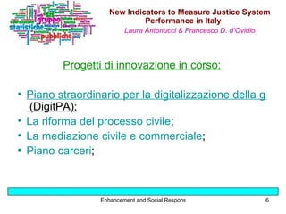 <ul><li>Progetti di innovazione in corso: </li></ul><ul><li>Piano straordinario per la digitalizzazione della giustizia  (...