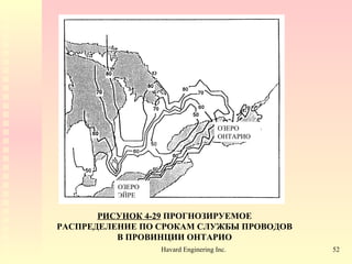 РИСУНОК  4-29   ПРОГНОЗИРУЕМОЕ РАСПРЕДЕЛЕНИЕ ПО СРОКАМ СЛУЖБЫ ПРОВОДОВ В ПРОВИНЦИИ ОНТАРИО ОЗЕРО ЭЙРЕ ОЗЕРО ОНТАРИО 