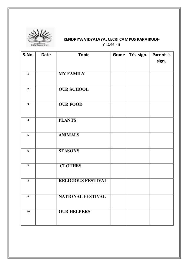 class ii evs worksheets