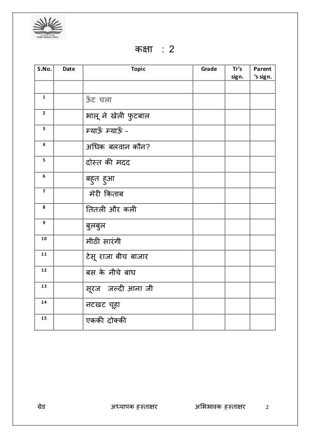 CLASS II HINDI WORKSHEETS CLASS II HINDI WORKSHEETS