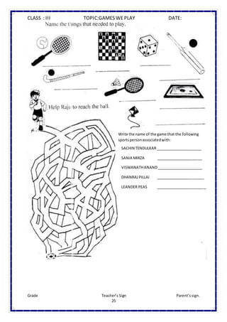 CLASS III EVS WORKSHEETS
