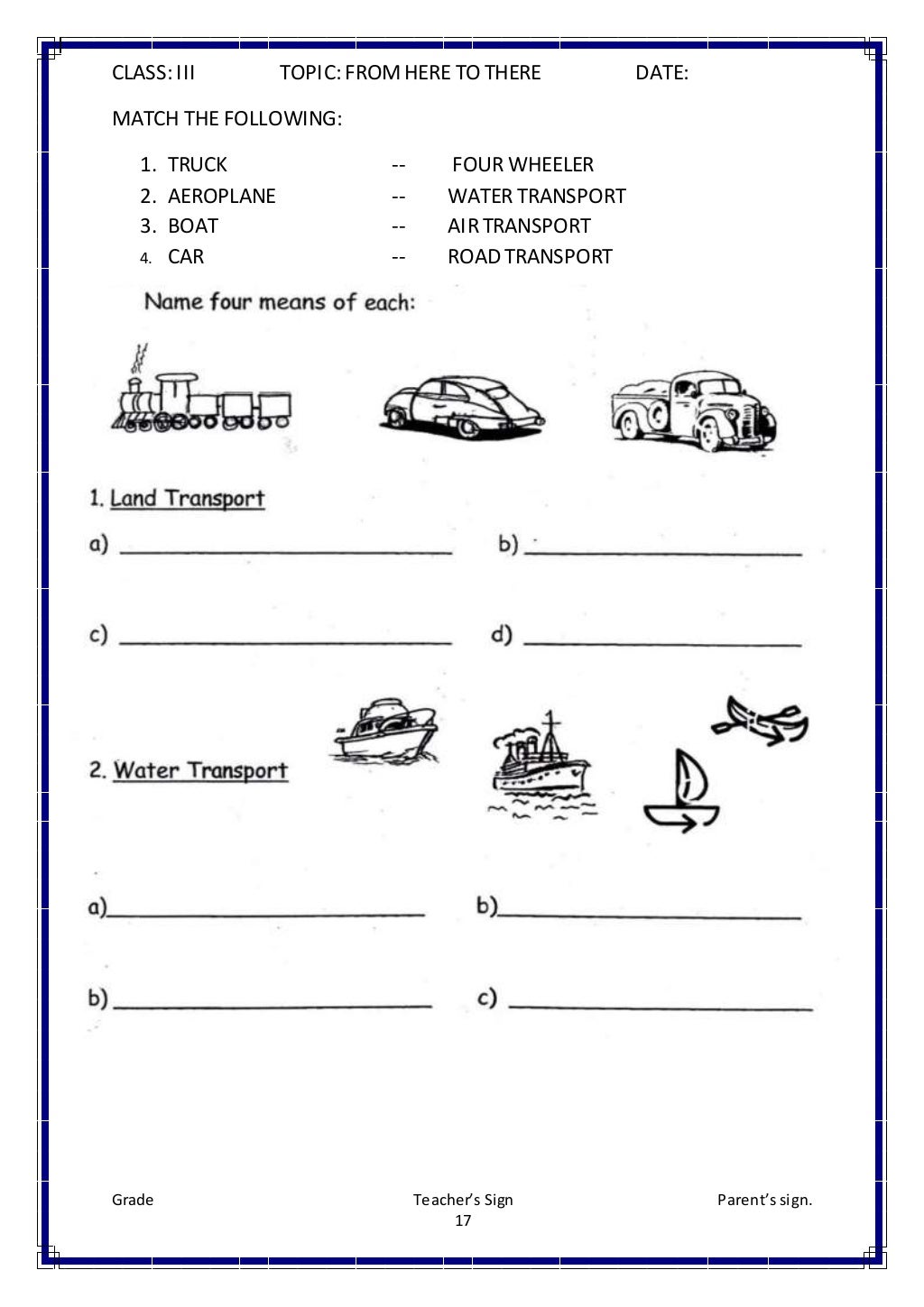 CLASS III EVS WORKSHEETS CLASS III EVS WORKSHEETS