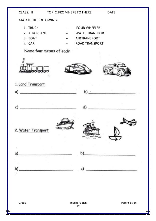 class iii evs worksheets