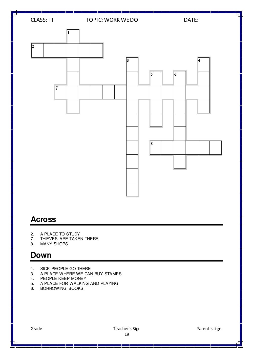 class iii evs worksheets